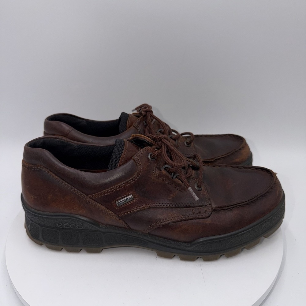 Ecco Track 25 Shoes Men's 44 / 10 Brown Leather Gore-Tex Lug Moc Toe Hiking - Picture 2 of 8